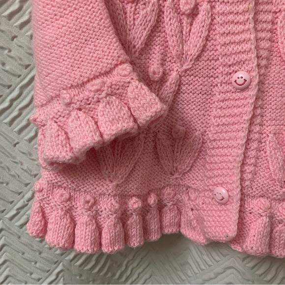 Handmade girls wool cardigan size 3T - Picture 3 of 4